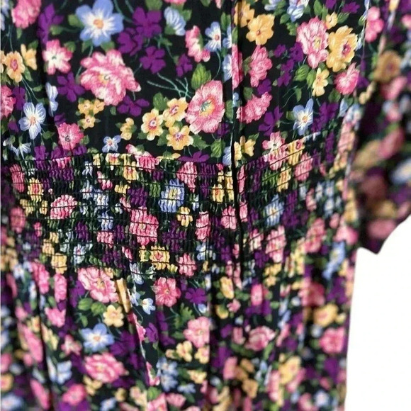 SL Fashions Pink and Yellow Midi Long Sleeve Dress - Picture 3 of 12